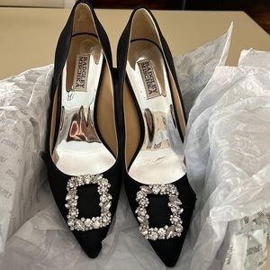 Badgley Mischka Size 8 Carrie Crystal - Embellished Kitten Heel Pumps